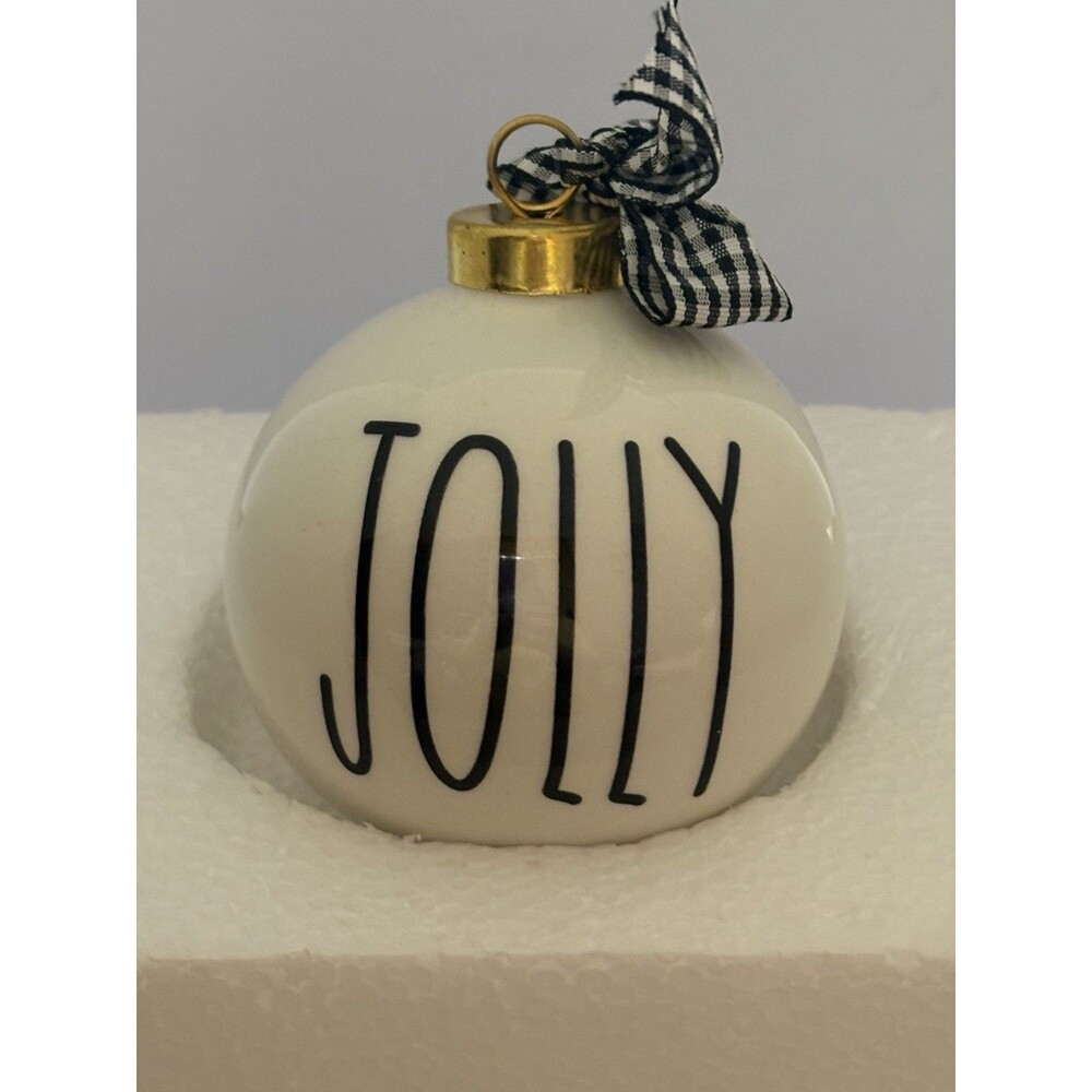 Rae Dunn Christmas Tree Ornament JOLLY Ceramic Holiday Decor